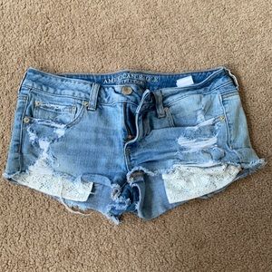 Distressed jean shorts